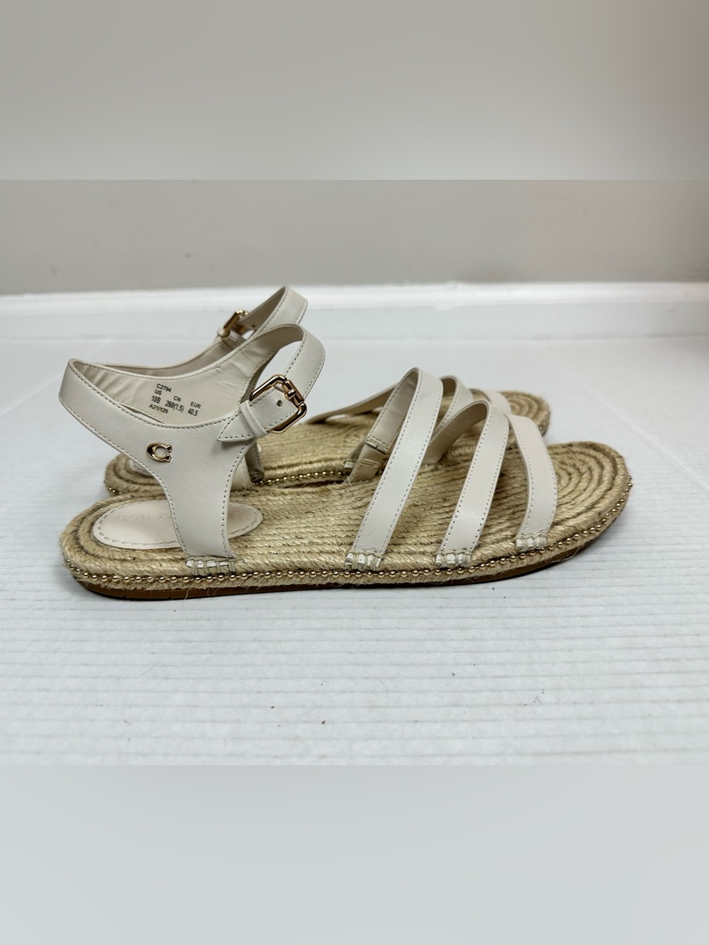 Coach Carissa Leather Women's Espadrille Chalk Gold Pearl | C2794 - Size 10 B - Picture 5 of 13
